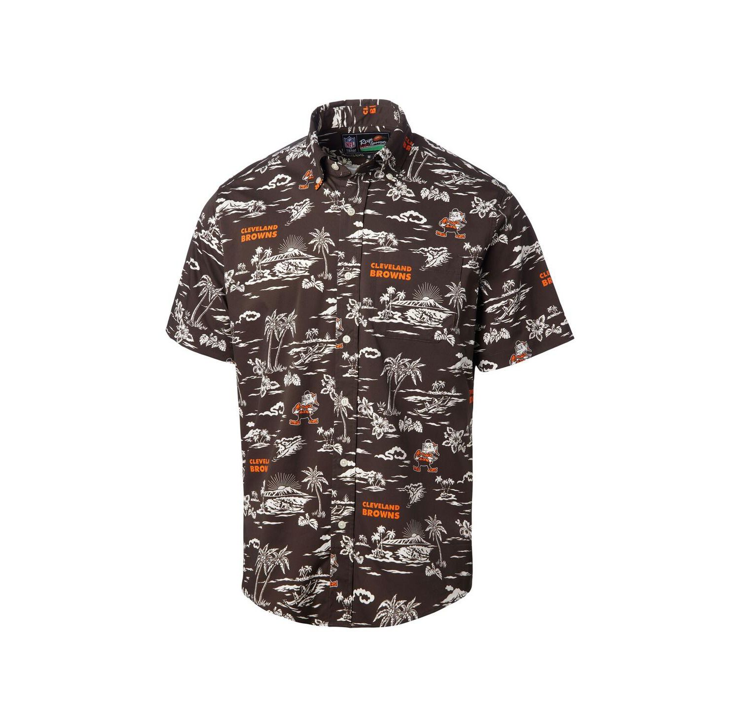 Men's Brown Cleveland Browns Throwback Kekai Print Button-Up Shirt