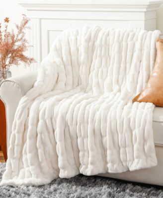Luxurious Reversible Rabbit Faux Fur Throw, 60" x 80"