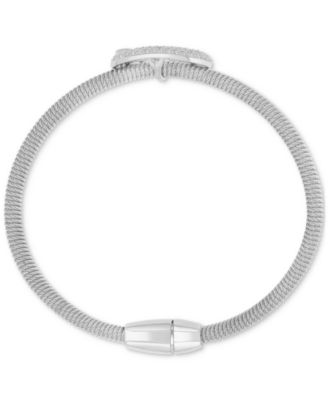 Cubic Zirconia Buckle Charm Bracelet in Sterling Silver (also in 14k Gold Over Sterling Silver)