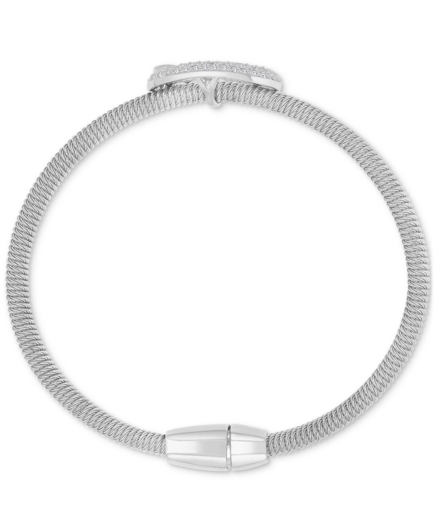 Cubic Zirconia Buckle Charm Bracelet in Sterling Silver (also in 14k Gold Over Sterling Silver)