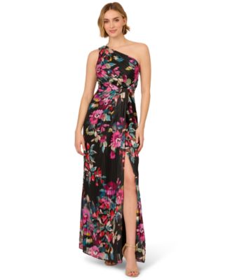 【海外限定】AdriannaPapell ドレス☆One Shoulder Chiffon Gown One Shoulder Chiffon Long Gown In Royal Sapphire - Adrianna