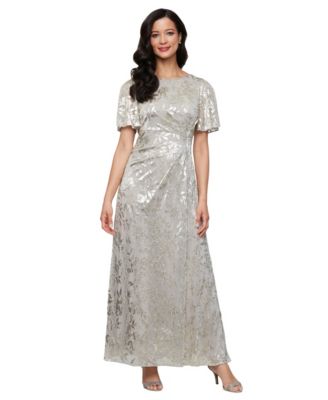 SL Fashions - Petite Short-Sleeve Metallic A-Line Dress