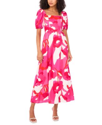msk womens short sleeve abstract maxi dress MSK Womens V Neck Short Sleeve Cap Maxi Dress, Color: Forever Blue
