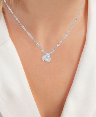 2-Pc. Set Cubic Zirconia Round & Baguette Love Knot Pendant Necklace & Coordinating Stud Earrings in Sterling Silver