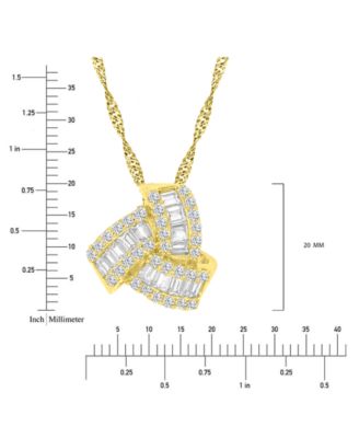 2-Pc. Set Cubic Zirconia Round & Baguette Love Knot Pendant Necklace & Coordinating Stud Earrings in 14k Gold-Plated Sterling Silver