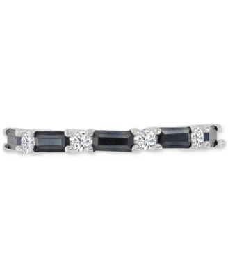 Macy's - Black Spinel (5/8 ct. t.w.) & White Zircon (1/5 ct. t.w.) Stack Band in Sterling Silver