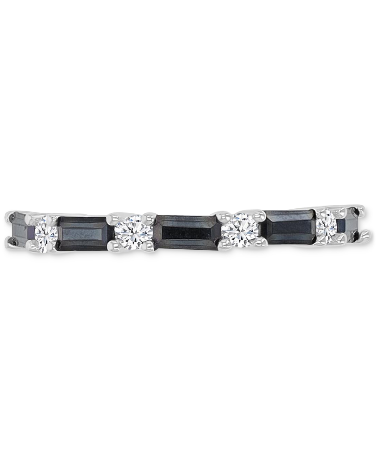 Black Spinel (5/8 ct. t.w.) & White Zircon (1/5 ct. t.w.) Stack Band in Sterling Silver - Silver