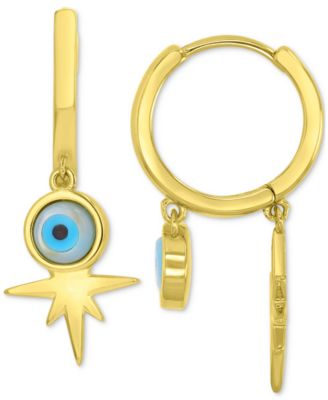 Gold-Tone Evil Eye Hinged Earrings