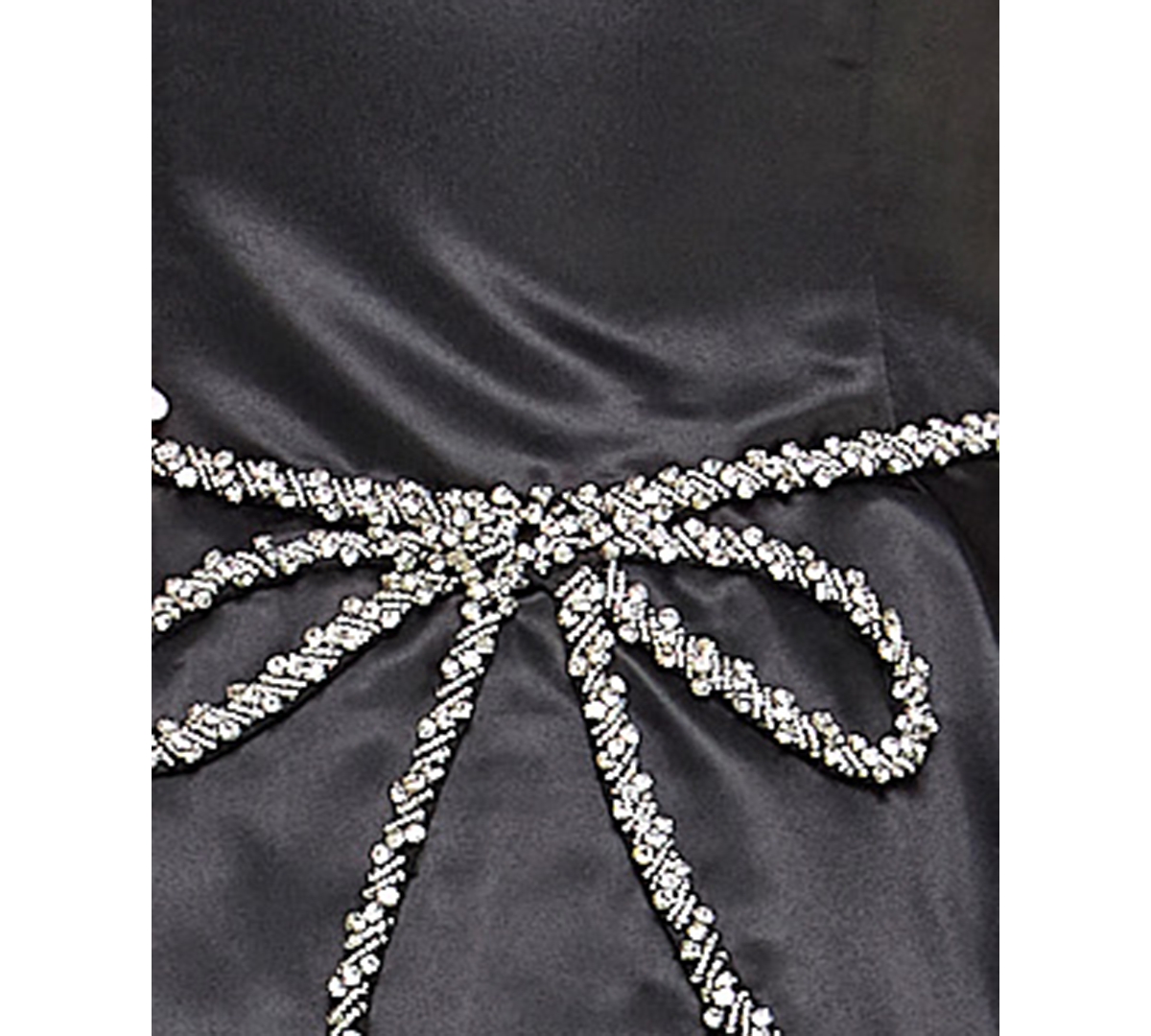 Seni & Cade Juniors' Beaded-bow-trim Satin Fit & Flare Dress In Black