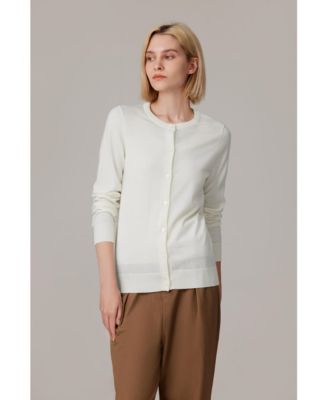 Women's 100% Merino Wool Light Weight Cardigan | Ultra Soft Fine-gauge Sweaters Machine Washable