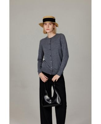 Women's 100% Merino Wool Light Weight Cardigan | Ultra Soft Fine-gauge Sweaters Machine Washable