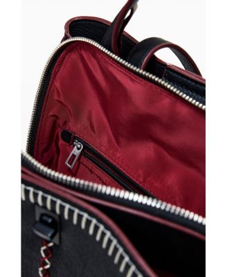 Women's Large faux leather effect backpack with topstitching