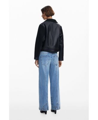 Women's Combined faux leather jacket