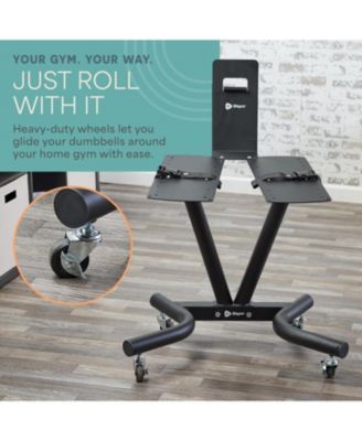 Adjustable Dumbbell Stand Rack – Compatible with PowerFlow Plus, PowerUp Plus & More – Phone Holder & Caster Wheels for Home Gym Storage