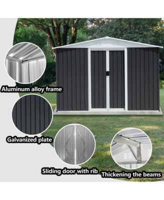 8FTx6FT Outdoor Storage Garden Bike Shed With Aluminum alloy frame and sliding door