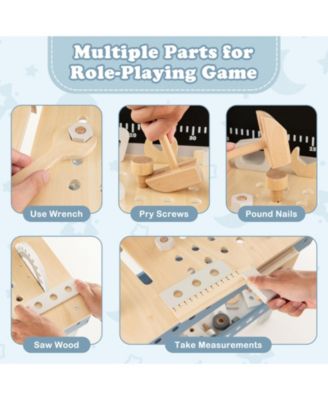 Kids Play Tool Workbench Set with 61 Pcs Tool and Parts Set