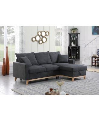 84.25"W Woven Reversible Sleeper Sectional Sofa with Storage Chaise