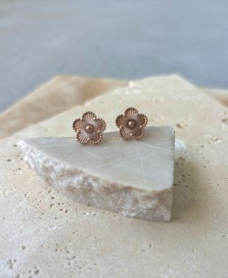Tarnish Resistant Rose Gold 5 Leaf Clover Stud Earrings