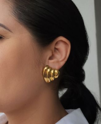 Stainless Steel Heart Statement Stud Earrings