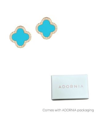 Cubic Zirconia Halo Clover Stud Earrings