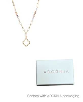 Mixed Bead and Chain Clover Outline Pendant Necklace