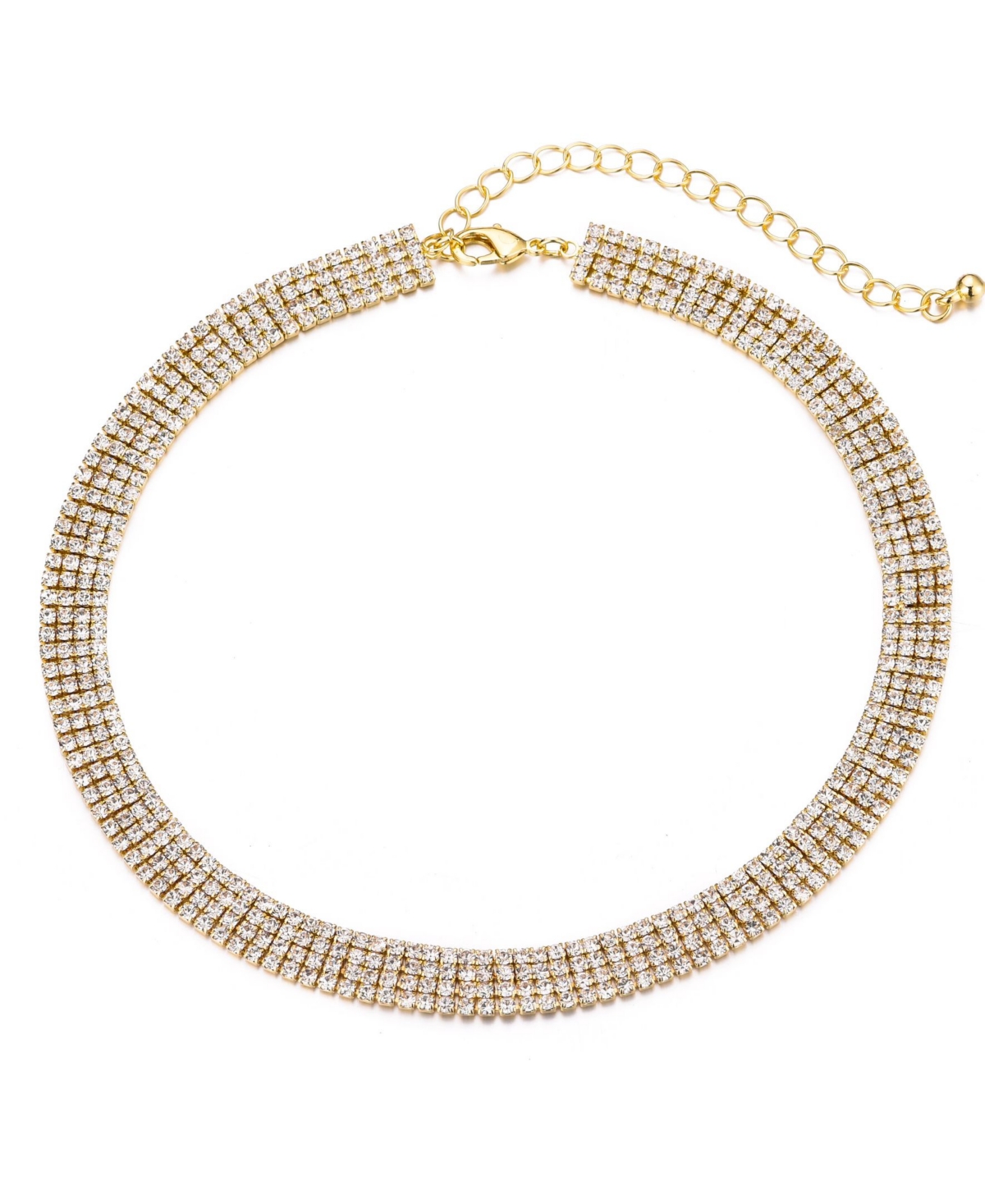 Gold Crystal Adjustable Choker Necklace - Gold