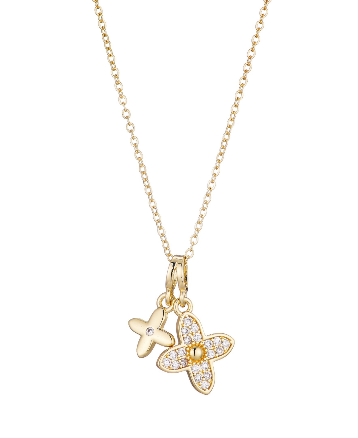 Tarnish Resistant Cubic Zirconia Double Pointed Clover Necklace - Silver