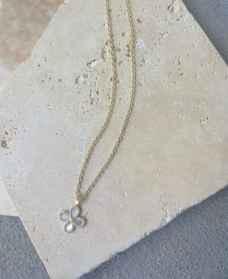 Gold Mother of Pearl Flower Halo Pendant Necklace