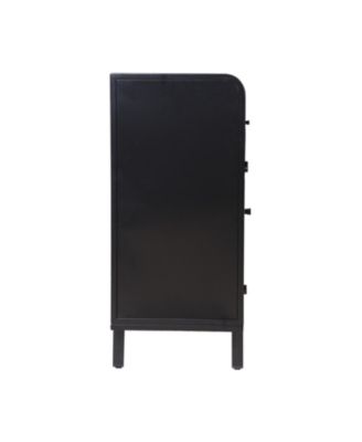 1Pc Steel, Tempered Glass Doors, Flip-Top & 2-Tier Storage Modern Sideboard Buffet