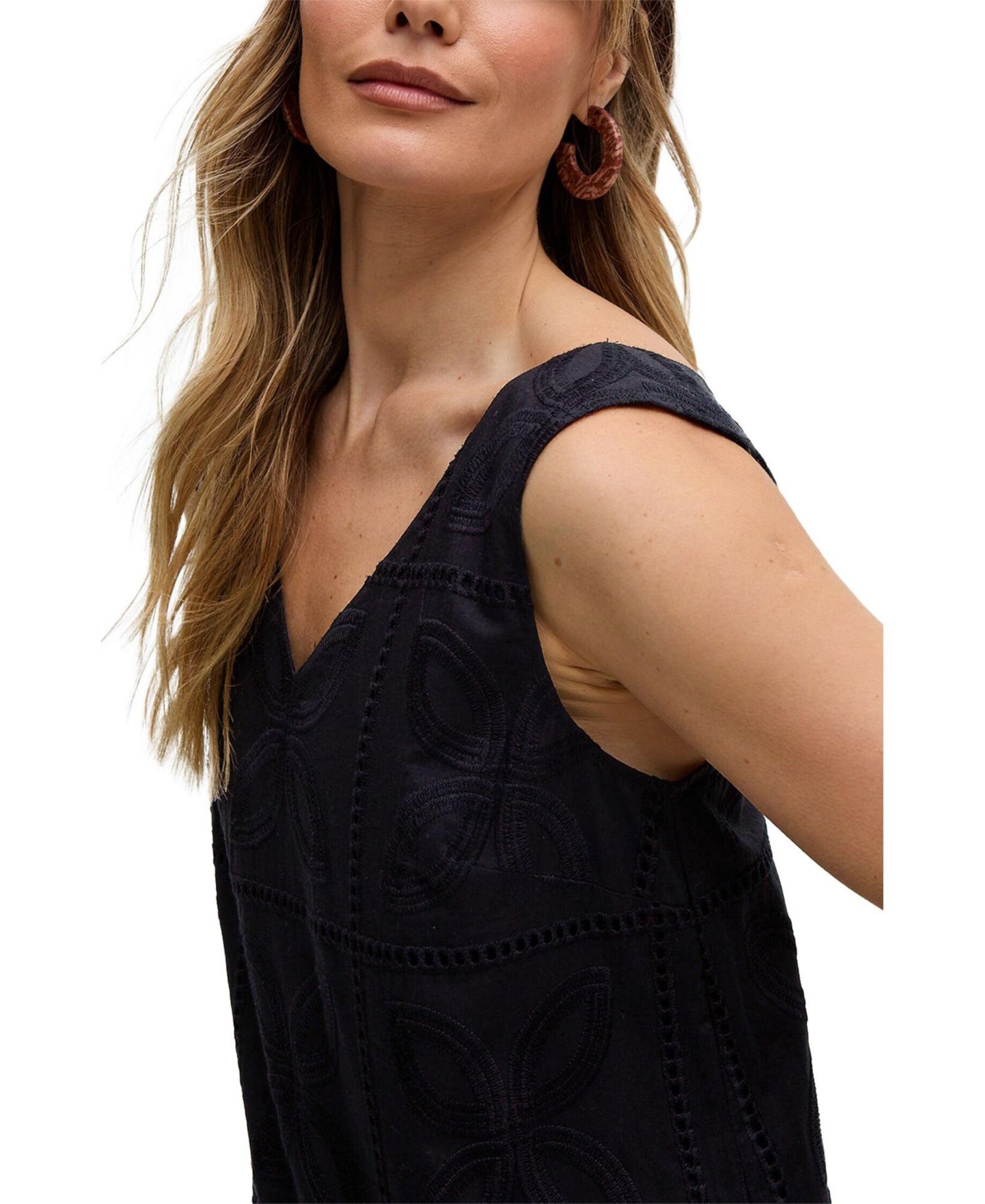 Women's Squire All Over Cut Work Drop Waist Midi Dress