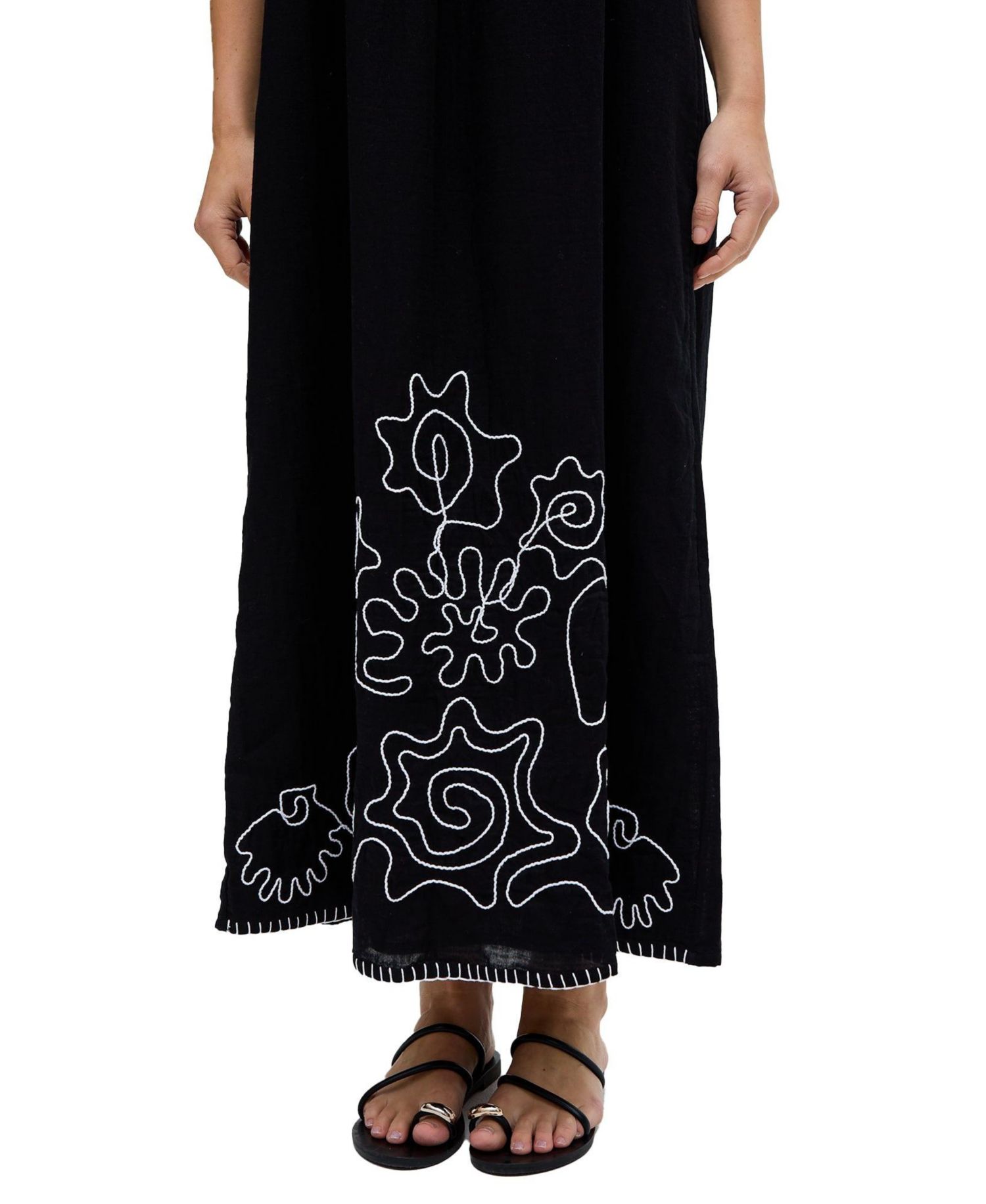 Women's Candy Tabard Embroidered Hem Midi Dress