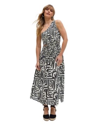Women's Jazz Jersey One Shoulder Warhol Print Midi Dress