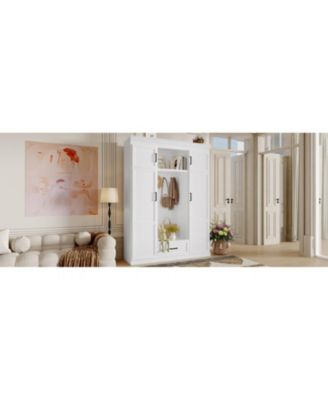 Hall Tree with Bench 3 Hooks Cabinet Drawer & Shelves