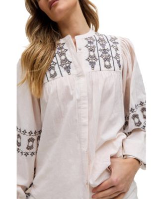 Women's Demi Embroidered Ballon Sleeve Shirt