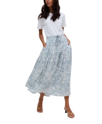 Women's Bonnie Shirred Waist Warhol Print Midi Skirt