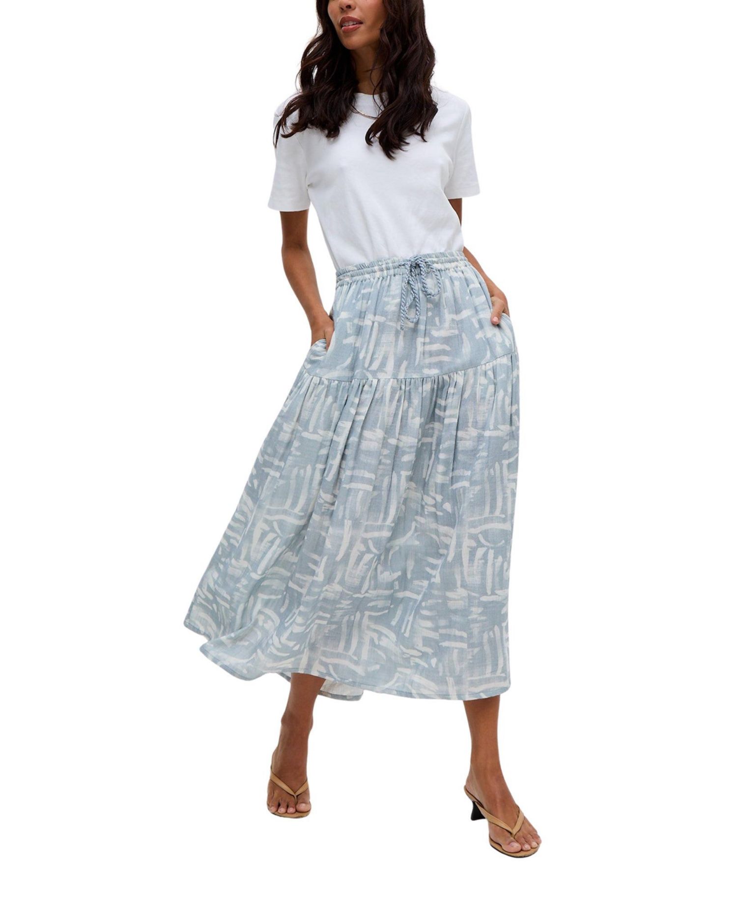 Women's Bonnie Shirred Waist Warhol Print Midi Skirt
