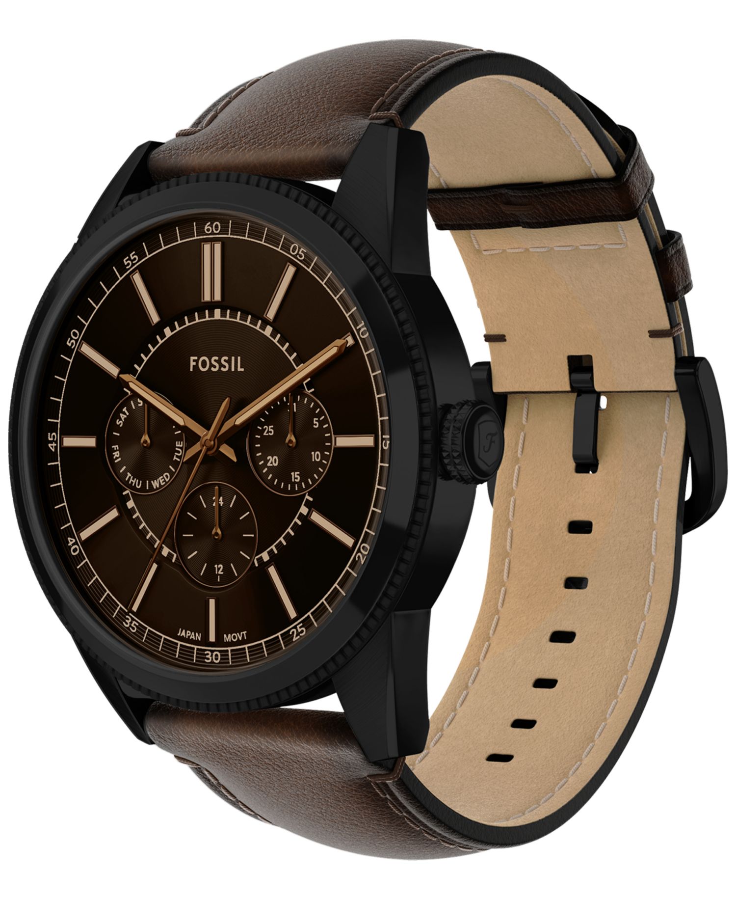 Men's Pearson Multifunction Brown Leather Watch, 42mm