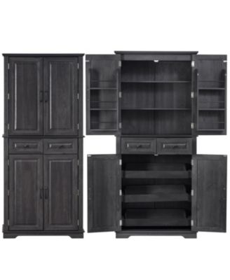 71" Farmhouse Pantry Cabinet with Pull Out Organizers