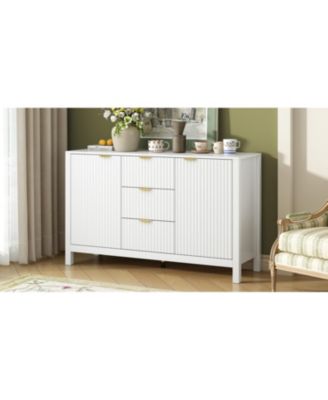Wave Design Sideboard - Adjustable Shelves Drawers Soft-Close Doors