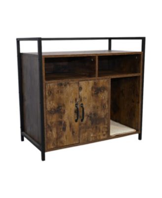 Rustic Brown Cat Litter Box Enclosure