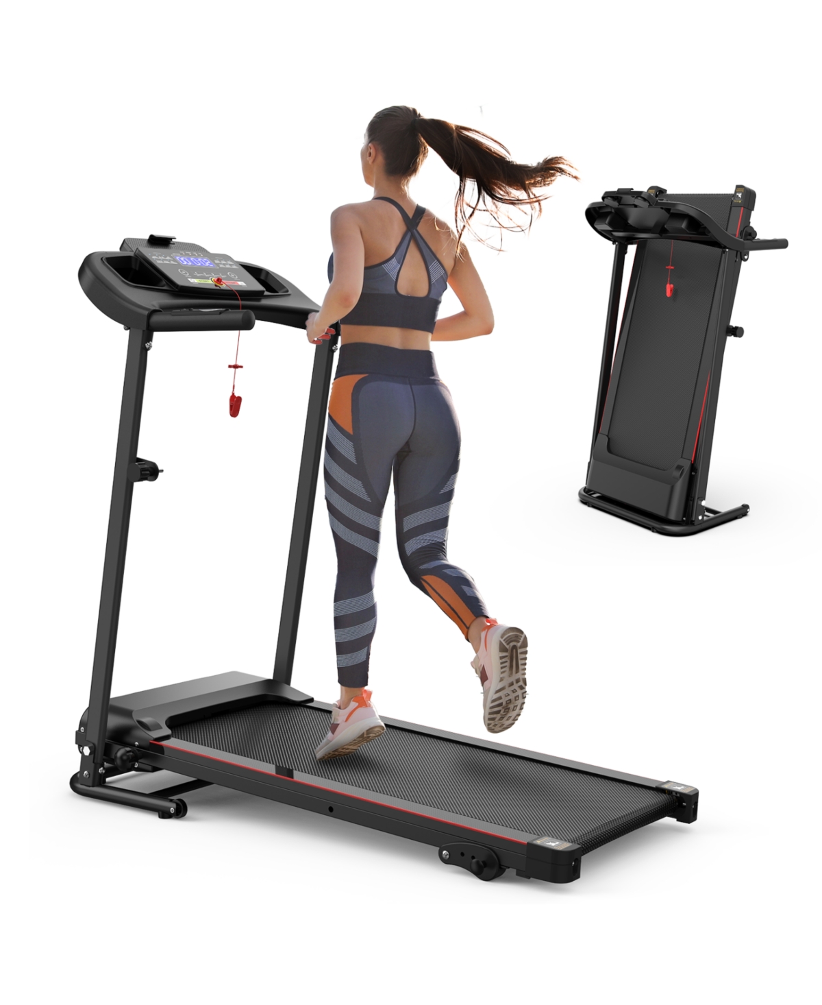 Folding Treadmill, Incline, Bluetooth, Heart Rate - Black