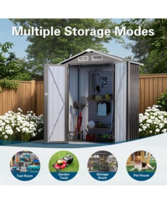 5x3 FT Metal Outdoor Storage Shed, Gray