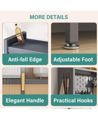 73" Kitchen Pantry Cabinet Flip Door Adjustable Shelves (Grey)