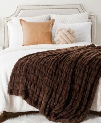 Luxurious Reversible Rabbit Faux Fur Throw, 50" x 60"