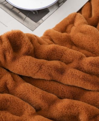 Luxurious Reversible Rabbit Faux Fur Throw, 50" x 60"