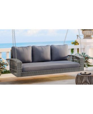 69" Wicker Porch Swing with Cushions & Chains