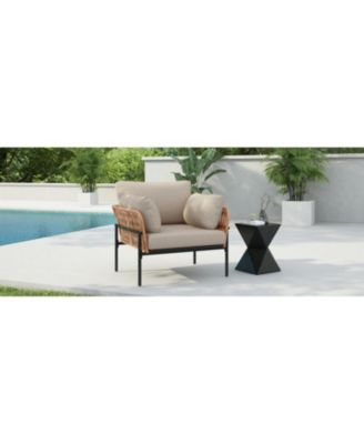 Rope & Wood Lounge Chair with Cushions