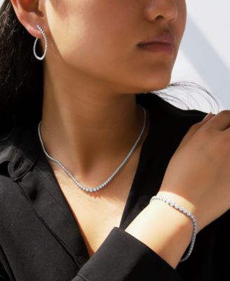 Diamond Graduated Tennis Necklace, Bracelet, & Spiral Hoop Earrings Collection in 14k White Gold, Exclusively at Macy's