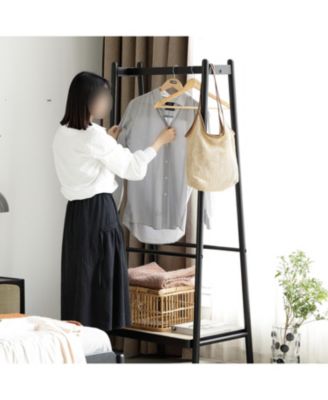 Oak & Rattan Clothes Rack