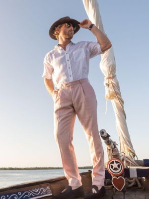 Men's Linen Wool Silk Blend Trousers